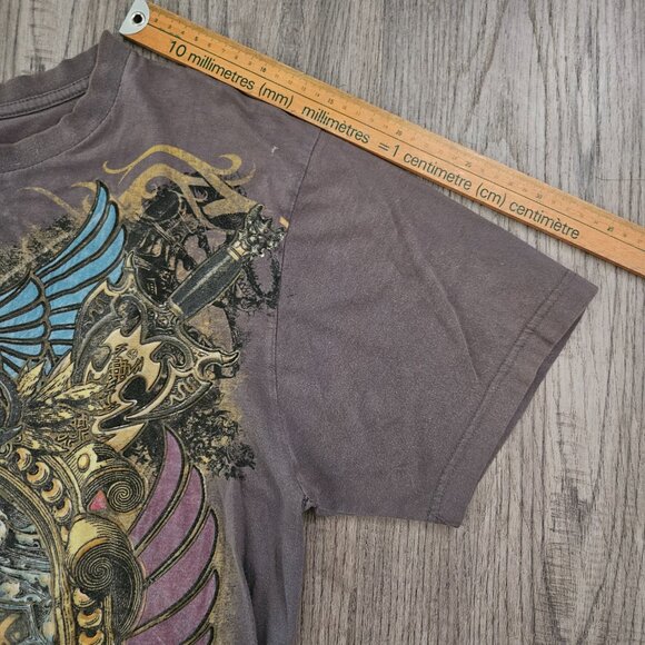 Christian Cross Graphic T-Shirt Gray Distressed Gothic – Men’s M - Picture 4 of 7